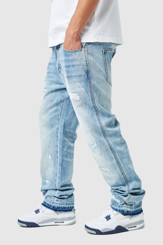 Elio Stacked Jean - Light Blue Wash