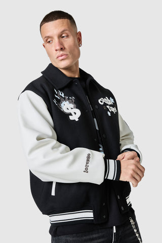 Cash Rules Varsity Jacket - Black