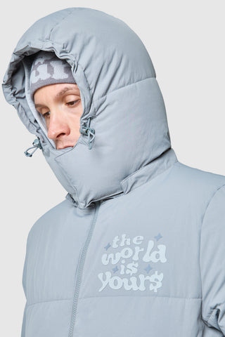 World Is Yours Puffer Jacket - Moon Grey