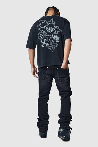 Stacked Jean - Black Stone Wash